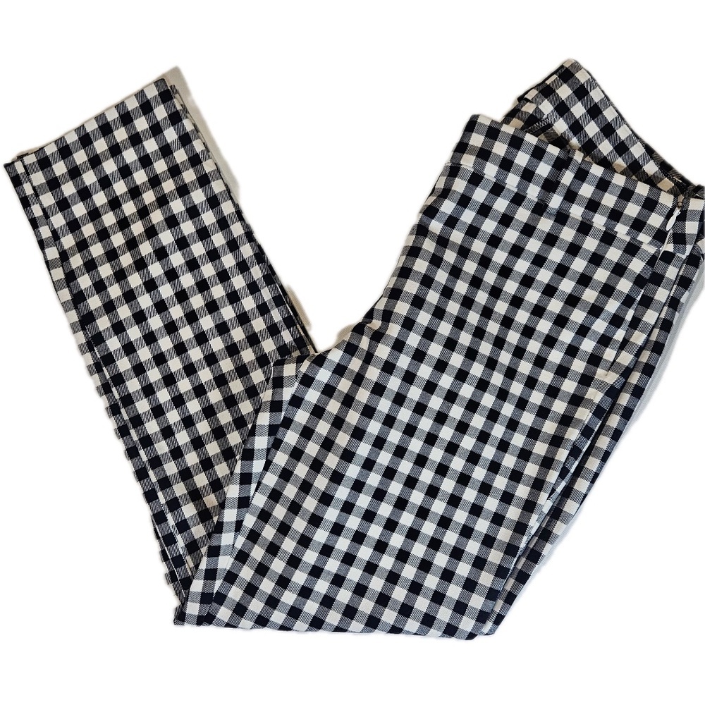 J. CREW Pants Womens 6 Black Check Ankle Twill Slim Zip Pockets‎ Winnie Pant